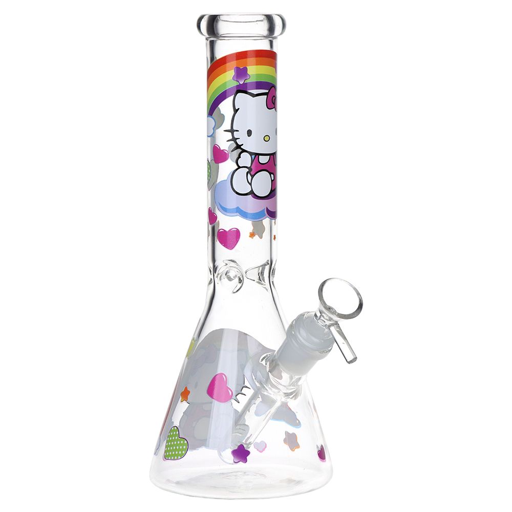 Greetings Feline Glass Beaker Water Pipe | 10" | 14mm F | Designs Vary