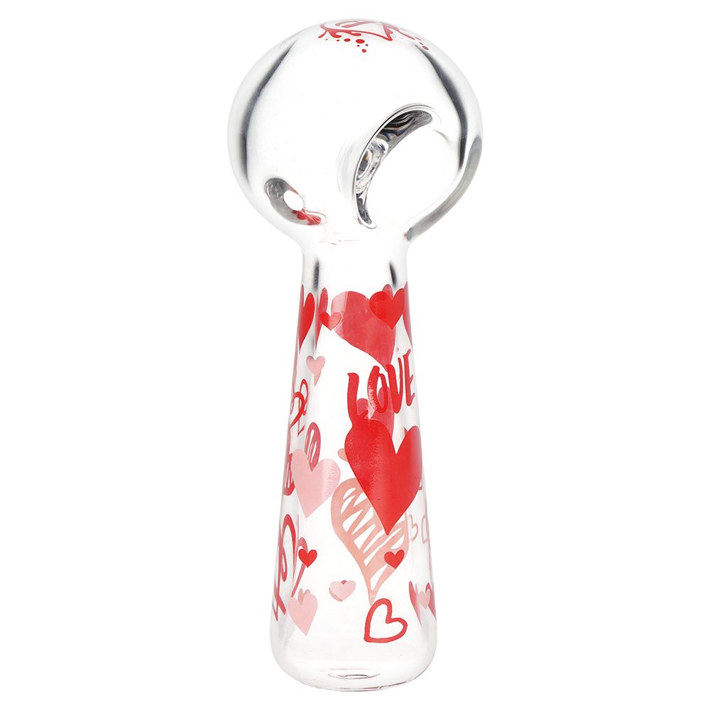 Pulsar Valentine's Hearts 'n' Roses Glass Herb Pipe Duo - 10" / 14mm F