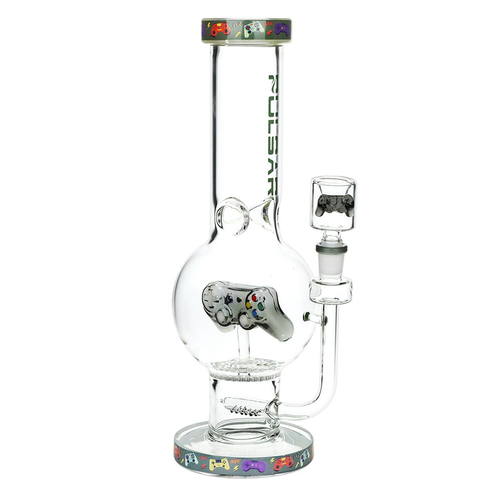 Pulsar Game Time Bubble Base Glass Water Pipe - 12.5" / 14mm F
