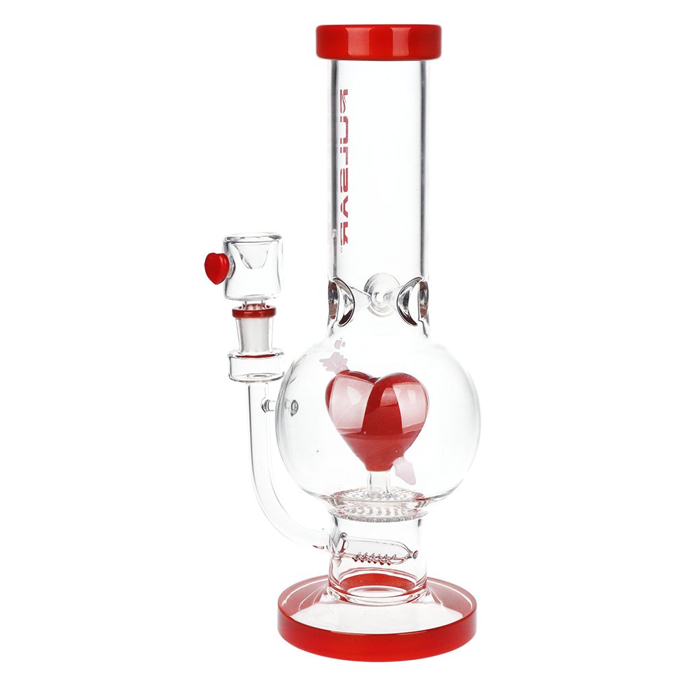 Pulsar Cupids Heart Bubble Base Glass Water Pipe - 12" / 14mm F