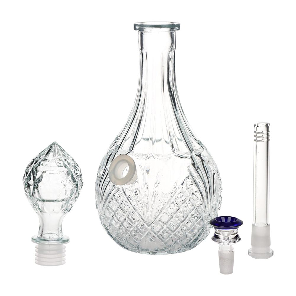 SeshGear Vintage Decanter Style Glass Water Pipe - 12.5" / 14mm F / Water Drop / Colors Vary