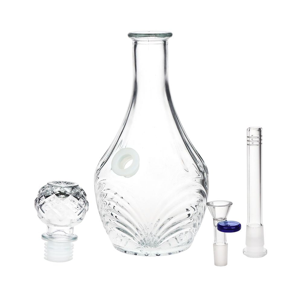 SeshGear Vintage Decanter Style Glass Water Pipe - 10.75" / 14mm F / High Stripe / Colors Vary