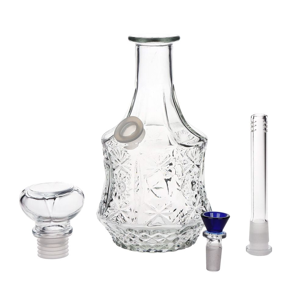 SeshGear Vintage Decanter Style Glass Water Pipe - 10" / 14mm F / Sun Flower / Colors Vary