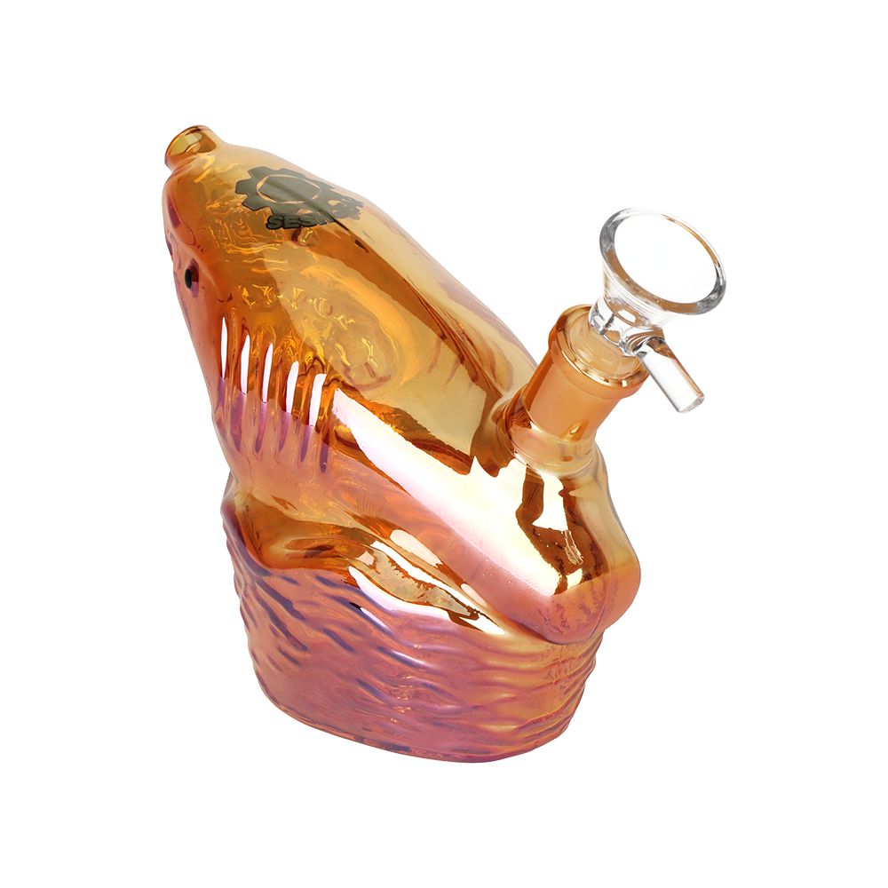 Seshgear Shark Attack Electroplated Glass Water Pipe - 5.5" / 14mm F / Colors Vary
